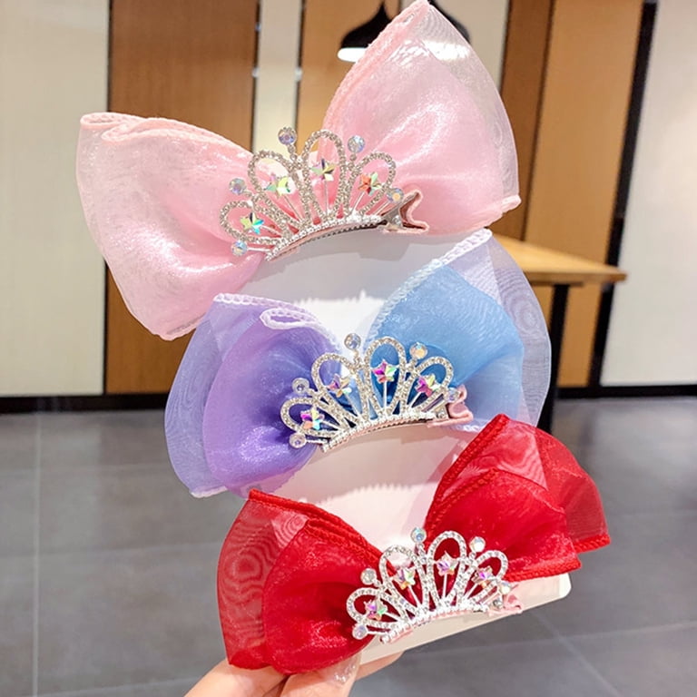 YUUZONE Princess Crown Hair Clip For Girls Bows Hair Clip Bows 
