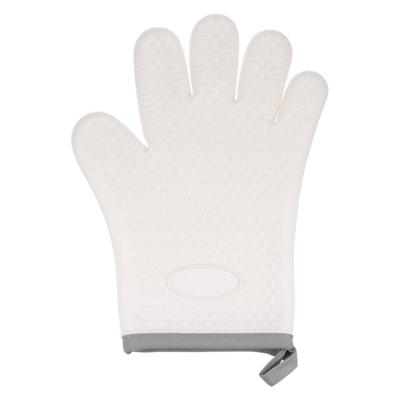 Uxcell Silicone Oven Mitts 10.8"x5.5" Heat Resistant Rubber Oven Gloves with Soft Cotton Lining, White