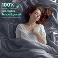 thumbnail image 3 of Tencel Sheets, 100% Eucalyptus Lyocel Sheet Set, Soft Breathable & Cooling Sheets for Hot Sleepers, Silk Smooth Bed Sheets, 16" Deep Pocket - 4 Piece(Dark Grey,King), 3 of 15