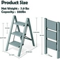 thumbnail image 6 of 3 Step Ladder,Aluminum Lightweight Folding 3 Step Stool with Anti-Slip Wide Pedal,330lbs Capacity Step Ladder for Household,Kitchen,Office - Serene Blue, 6 of 16