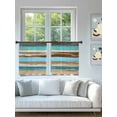 thumbnail image 4 of Abstract Board Sheer Curtains 45 Inch Long 2 Panels, Turquoise Brown Wood Grain Rustic Light Filtering Rod Pocket Semi Sheer Curtains, Sheer Voile Drapes for Living Room Bedroom, 52"x45", 4 of 5