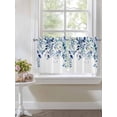 thumbnail image 3 of Half Window Curtain 36 Inches Long, Blue Teal Eucalyptus Leaves Window Treatment Curtain Drapes, Watercolor Weeping Botanical Small Tier Curtains for Bathroom Over Sink, 27.5"x36", 2 Panels, 3 of 7