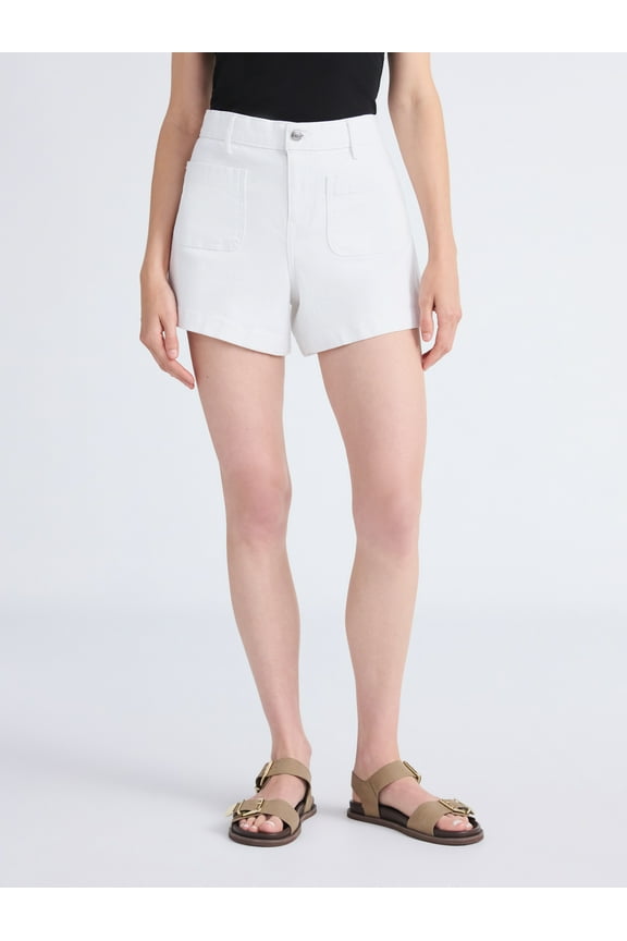 Women's and Women's Plus Patch Pocket Denim Shorts, 4" Inseam, Sizes 0-28W