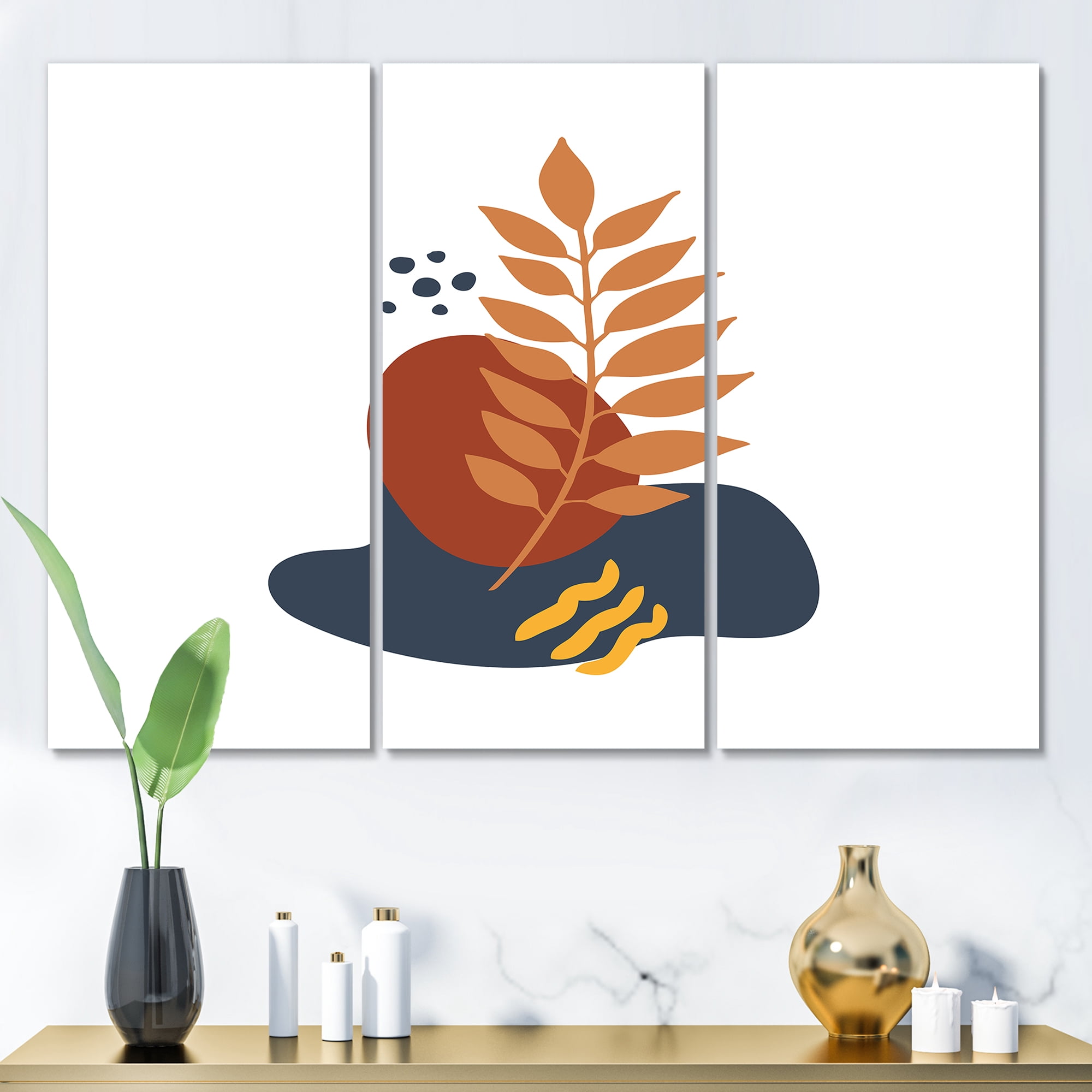 Designart ' Abstract Minimal Shapes Under Flowers VIII ' Modern Canvas Wall Art Print
