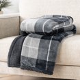 thumbnail image 4 of PAVILIA Plaid Sherpa Throw Blanket for Couch Sofa Bed, Dark Grey, 50x60, 4 of 8