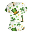 thumbnail image 4 of Gamivast Plus Size Womens Scrubs Green Clover V-Neck Short Sleeve Body Scrubs Quick-Dry Scrubs Shirts with Pockets St Patricks Day Printed Scrub Tops Shirt, 4 of 5