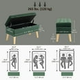 thumbnail image 3 of HOMCOM Upholstered Storage Ottoman Bench with Wood Legs, Dark Green, 3 of 10