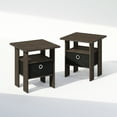 thumbnail image 2 of Furinno Tidur Bedside Table Nightstand with Bin Drawer, Dark Brown/Black, Set of 2, 2 of 5