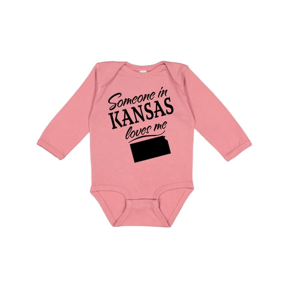 Inktastic Someone in Kansas Loves Me Boys or Girls Long Sleeve Baby Bodysuit