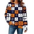 thumbnail image 5 of LYEAA Halloween Womens Shirts Pumpkin Print T Shirt Spooky Season Long Sleeve Crewneck Tops Fall Tee Shirts Blue M, 5 of 6