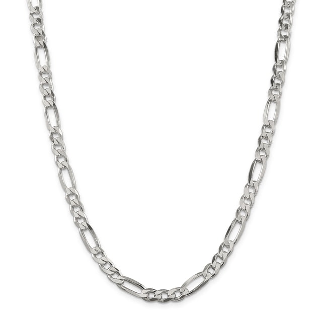 Sterling Silver 6.75mm Figaro Chain (Weight: 45.54 Grams, Length: 28 Inches)