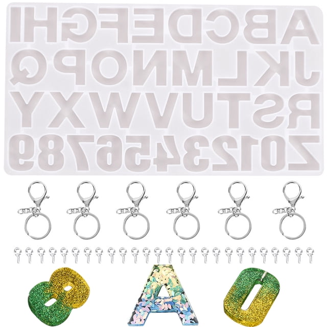 Coofit 33PCS Jewelry Casting Mold Kit 26-Letter Silicone Mold with Key Ring Eye Screw