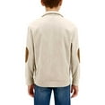 thumbnail image 6 of Fesfesfes Boys Color Block Button Down Collar Shirt Long Sleeve Comfortable Pullover Top for Kids Age 5 to 15 Years Casual Everyday Wear Soft Breathable Classic Crewneck Shirt(Beige,11-12 Years), 6 of 8