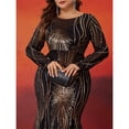 thumbnail image 5 of AURA Plus Size Evening Dress Long Sleeve Slim Fit Fishtail Party Gown Round Neck Zipper Women 0XL–4XL, 5 of 7