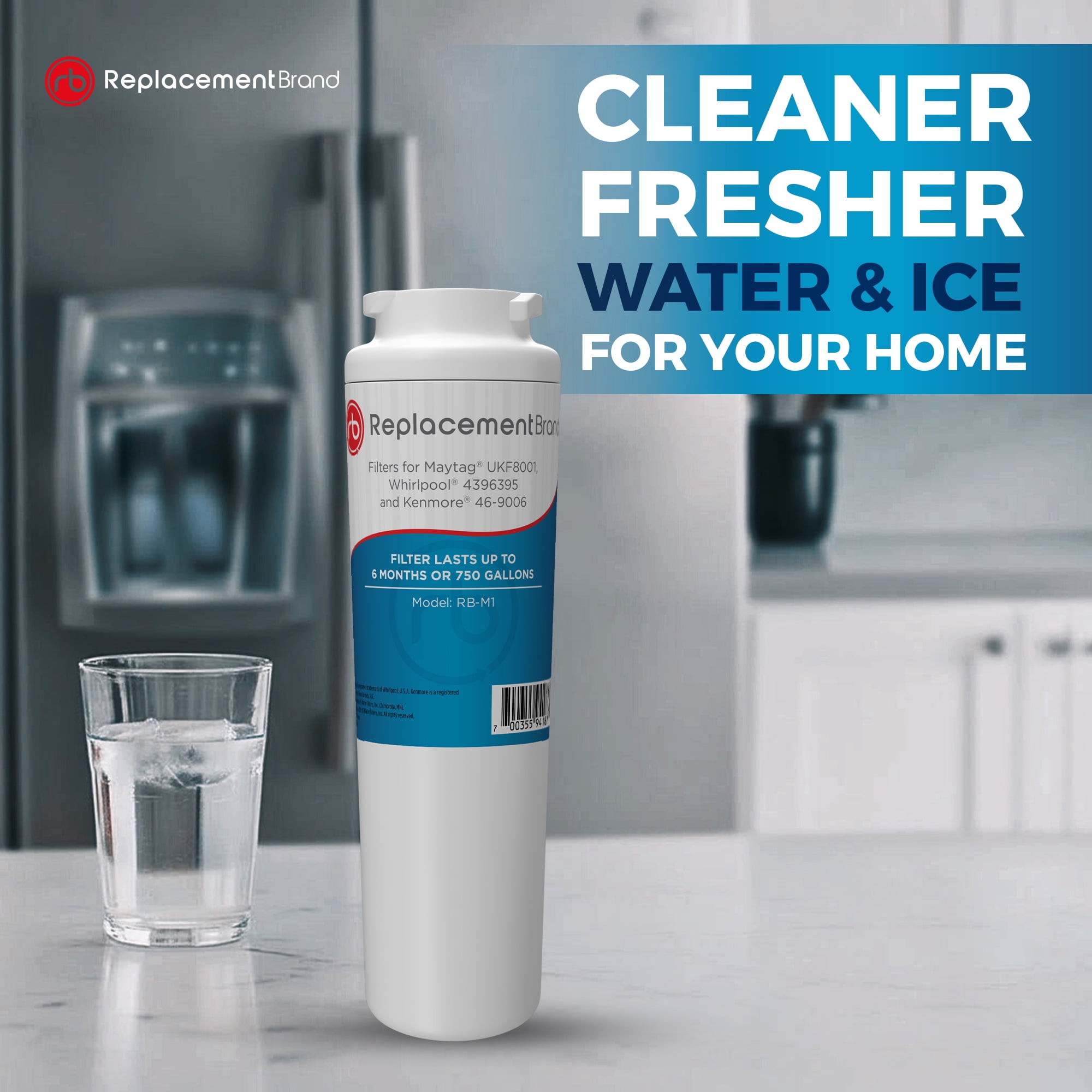 ReplacementBrand UKF8001 Comparable Replacement for Maytag UKF8001 EDR4RXD1 4396395 46-9006 Refrigerator Water Filter 2 Pack
