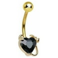 thumbnail image 1 of Belly Button Ring Gold Non- Dangle Devilish Heart 14ga, 1 of 7