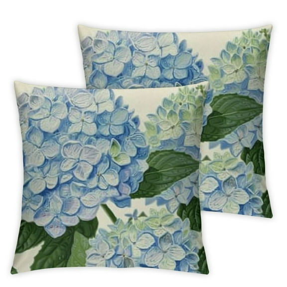 Blue Hydrangea Spring Throw Pillow Covers  Outdoor Spring Summer Decor Farmhouse Floral Lumbar Decorative Throw Pillows Cases Decorations for Couch Sofa Porch