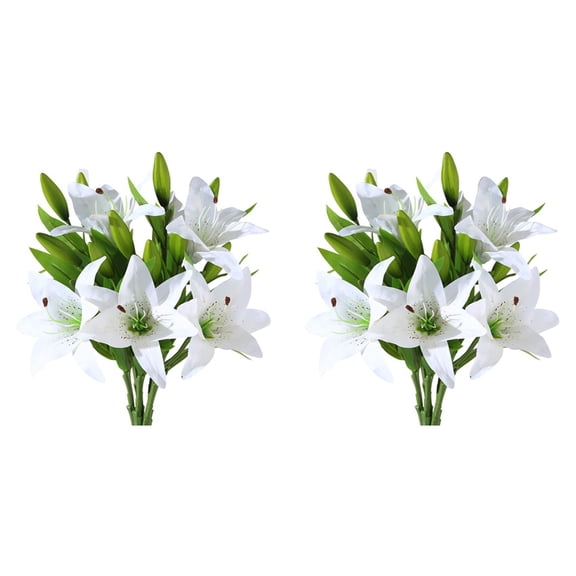 10 x artificial lily flowers-White