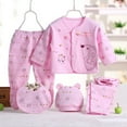 thumbnail image 3 of Baby Girl Newborn Outfit 5PCS Newborn Baby Boy Girl Long Sleeve Tops+Hat+Pants +Bib Outfit Set, 3 of 4