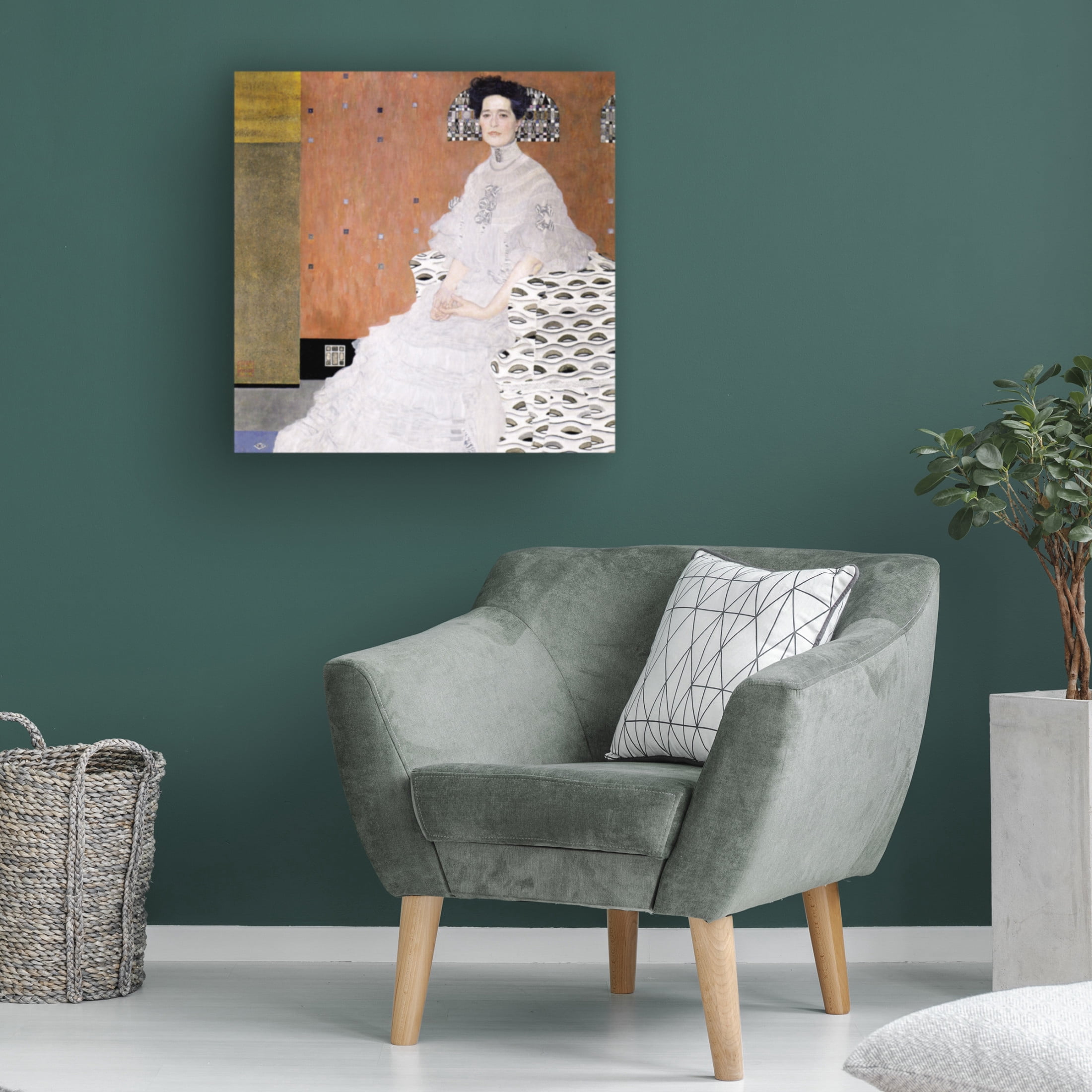 Canvas Wall Art - Pictufy  'Bildnis Fritza Riedler 1906' Wall Art for Living Room, Bedroom, or Office Décor by Trademark Fine Art - 14 x 14 Inches