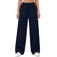 thumbnail image 3 of Liuinsasek Women's Winnter Casual Comfortable Outdoor Sports Pants Solid Color High Waisted Loose With Drawstring And Pocket Pants Straight Leg Sweat Pants, 3 of 10
