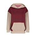 thumbnail image 5 of Women's Pullover Hooded Striped Casual Hoodie Elastic Waist Winter Shirt Loose Sweatshirt with Pockets Oversized Cotton Sweater (Khaki XL), 5 of 5