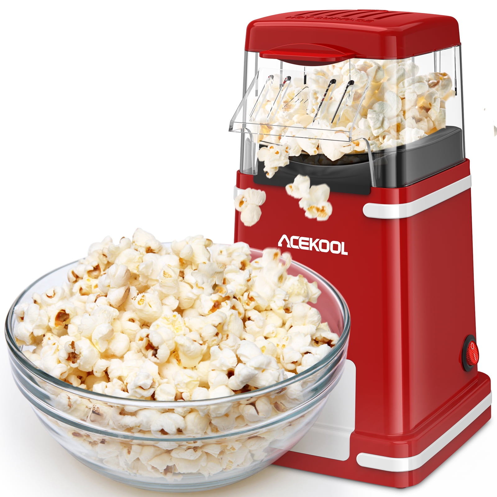 Vavsea Hot Air Popcorn Popper, Retro Popcorn Maker, 1200W Electric Popcorn Machine, Oil Free, 3.3lb for Home Party Kids, New, Red