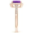 thumbnail image 3 of ANGARA Natural Emerald-Cut Amethyst Engagement Ring with Diamond Halo in 14K Rose Gold for Women (Size-7x5mm) | February Birthstone, Anniversary, Jewelry Gift for Women | Natural Amethyst Ring, 3 of 9