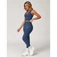thumbnail image 3 of IDOPIP 2 Piece Workout Sets for Women Seamless Halter V-Neck Tank Top Scrunch Butt Lifting High Waist Leggings Gym Sets Active Wear Sports Outfit M Blue, 3 of 7