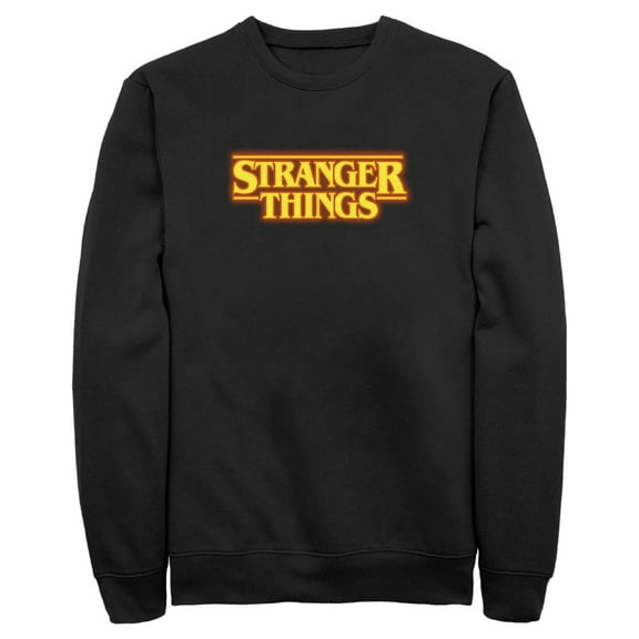 Netflix Men's Stranger Things Orange Logo Sweatshirt Black Small