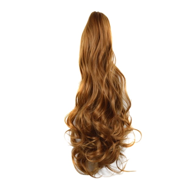 Peluca de coleta con clip, pelo largo y rizado, ondas grandes, coleta alta para mujer