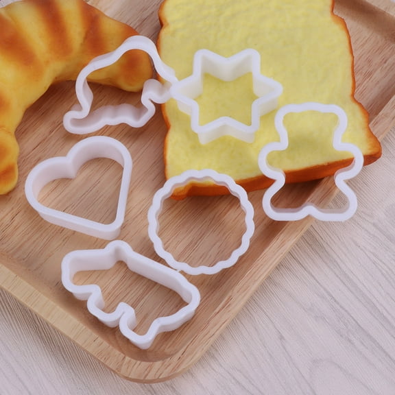 WHAMVOX 6Pcs Cookie Cutter Set Plastic DIY Baking Mold For Christmas Birthday Wedding Party(White)