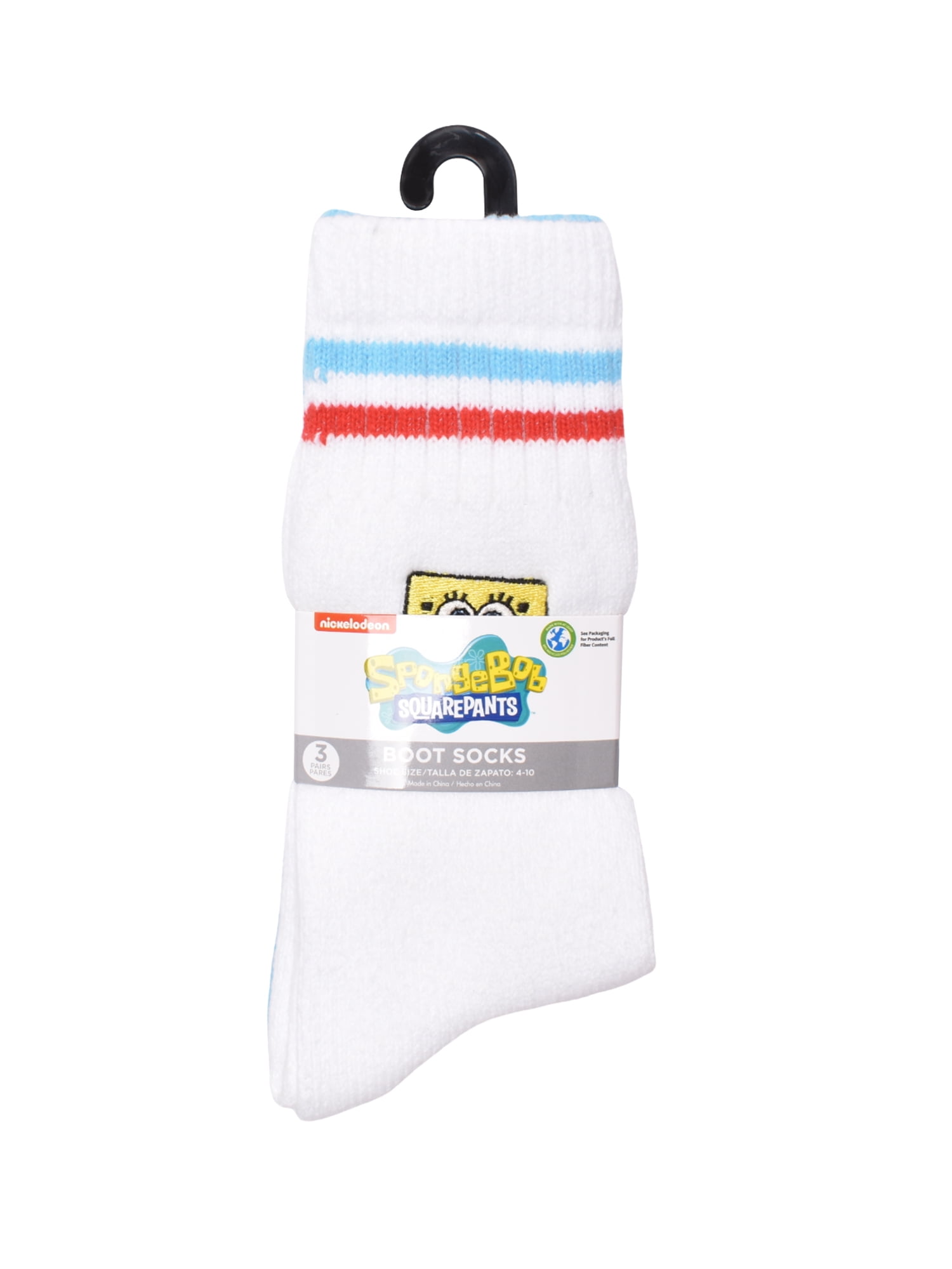 Nickelodeon SpongeBob Pants Women's' 3-Pack Boot Socks, Sock Size 9-11