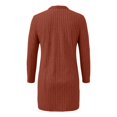 thumbnail image 4 of JUUNthy Cardigan for Womens, Long Sleeve Ribbed Knit Open Front Mid Length Sweater Outerwear with Pockets Orange L, 4 of 12