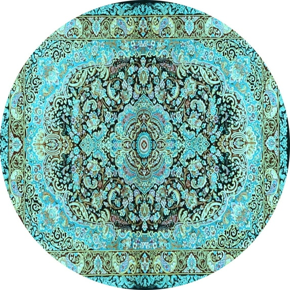 Ahgly Company Indoor Round Persian Light Blue Traditional Area Rugs, 5' Round