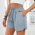 thumbnail image 3 of Casual Shorts for Women Summer Elastic Waist Wide Straight Leg Loose Lightweight Beach Shorts with Pockets, 3 of 9