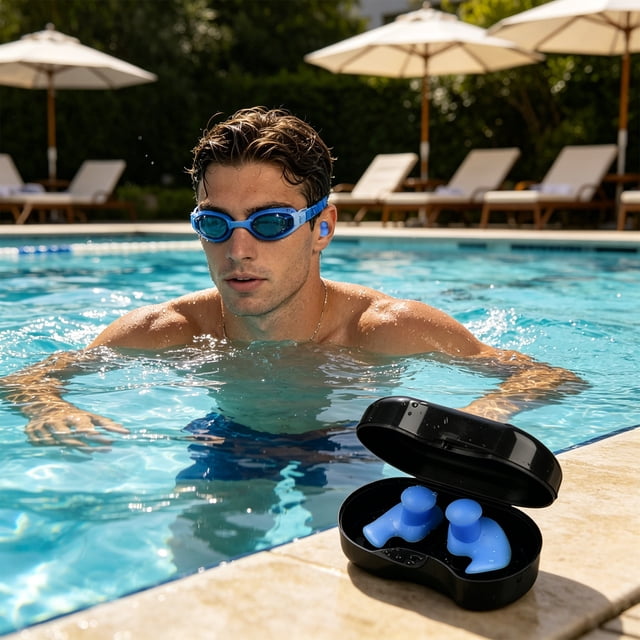 3 Pcs Bouchons d'Oreilles en Silicone pour la Natation, Bouchons d'Oreilles en Silicone Yrmaups pour la Natation, Protection Auditive Imperméable pour Dormir, Bouchons d'Oreilles Réutilisables à Réduction de Bruit 40 dB pour la Douche, le Surf, les Voyages, les Concerts