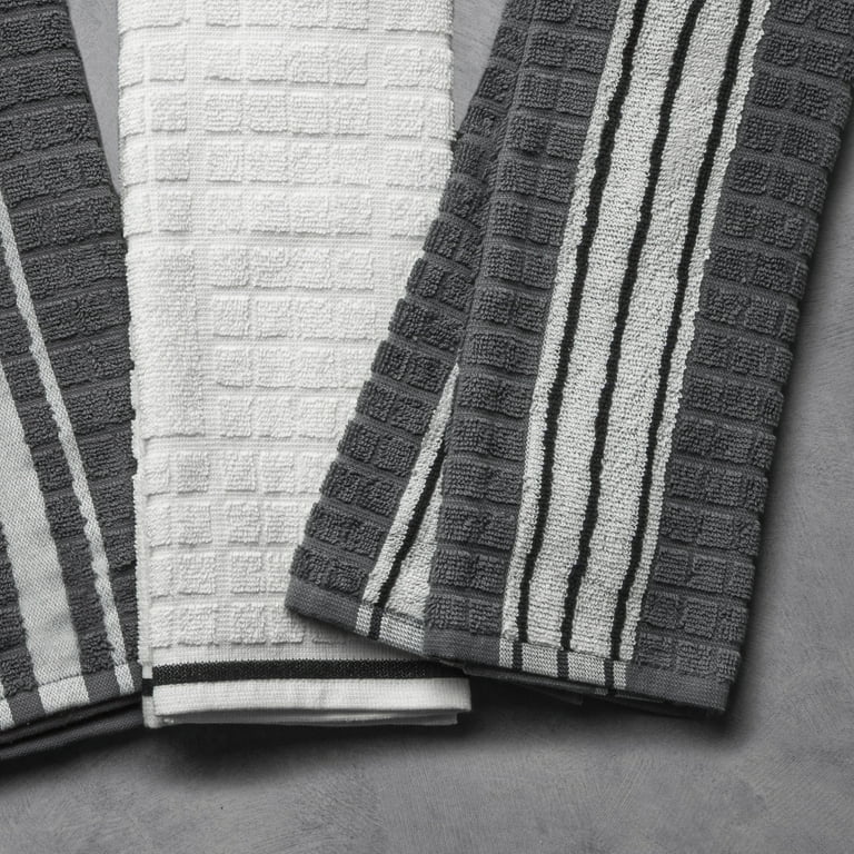 Thyme & Table Cotton Kitchen Towels, 5-Pack Gray & White photo 5