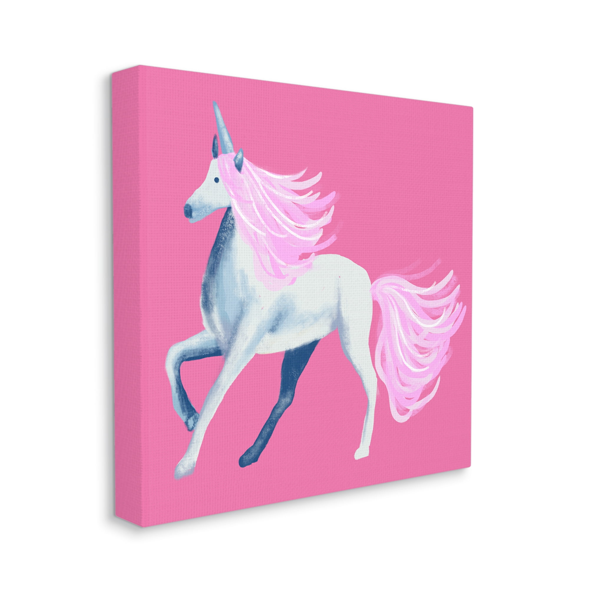 Stupell Industries Pink Unicorn Illustration Fairy Tales & Fantasy Painting Gallery Wrapped Canvas Print Wall Art, 17 x 17
