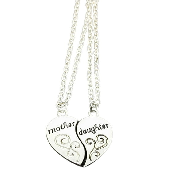 KMYY 2 Pcs/Set Necklace Splicing Letters Carved Wear-resistant Mother Daughter Heart Necklace Accessory