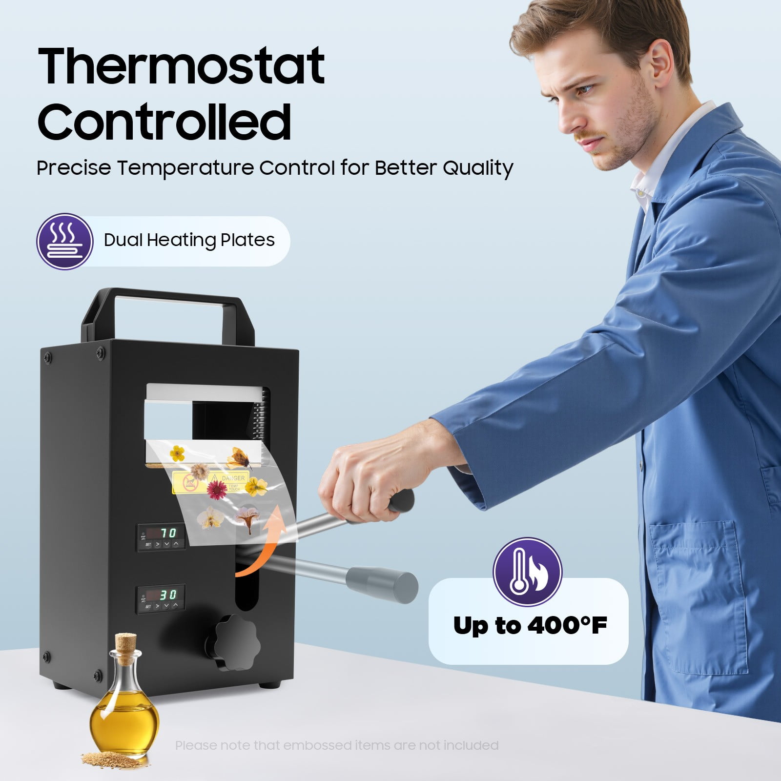 Hydraulic Heat Press Machine Heat Press Machine with Dual Heating Plates 800W for Plant&Flower Oil Embossing
