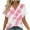 Pink, variant on Uaswgudfs ​Round Neck Short Sleeve Casual Women's Blouse with Irregular Stripe Pattern & Soft Textured Summer TopsRedL