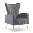 thumbnail image 3 of Luccalily Velvet Wing Back Accent Chair, Upholstered Armchair with Metal Gold Legs for Living Room, Ergonomic Design Single Sofa for Bedroom, Office, 3 of 7