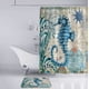 thumbnail image 3 of Juegos de baño de mar azul náutico, alfombrilla de baño, decoración de caballitos de mar, cortina de ducha de tela, 3 of 5