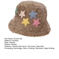 thumbnail image 7 of Women Autumn Winter Plush Bucket Hat Flat Dome Wide Brim Colorful Star Decoration Basin Hat Outdoor Furry Fisherman Hat Fashion Accessories, 7 of 7