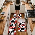 thumbnail image 2 of Black White Red Geometric Flannel Kitchen Rugs, Non-Slip Washable Runner, Absorbent Floor Mat for Bathroom Laundry Living Room Decor, Polyester Rectangle Set, 2 of 9