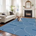 thumbnail image 4 of Rectangle Rug 6x9ft Area Rug, Bohemian Abstract Geometric Arch Area Rugs for Living Room Bedroom, Abstract Navy Blue Floor Mat Non-Slip Non-Shedding Carpet Indoor Accent Rugs, 4 of 9