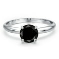 thumbnail image 4 of Gem Stone King 900 Platinum Black Diamond Solitaire Engagement Ring for Women | 1.10 Cttw | Round 6.5MM | Gemstone April Birthstone | Size 8, 4 of 7