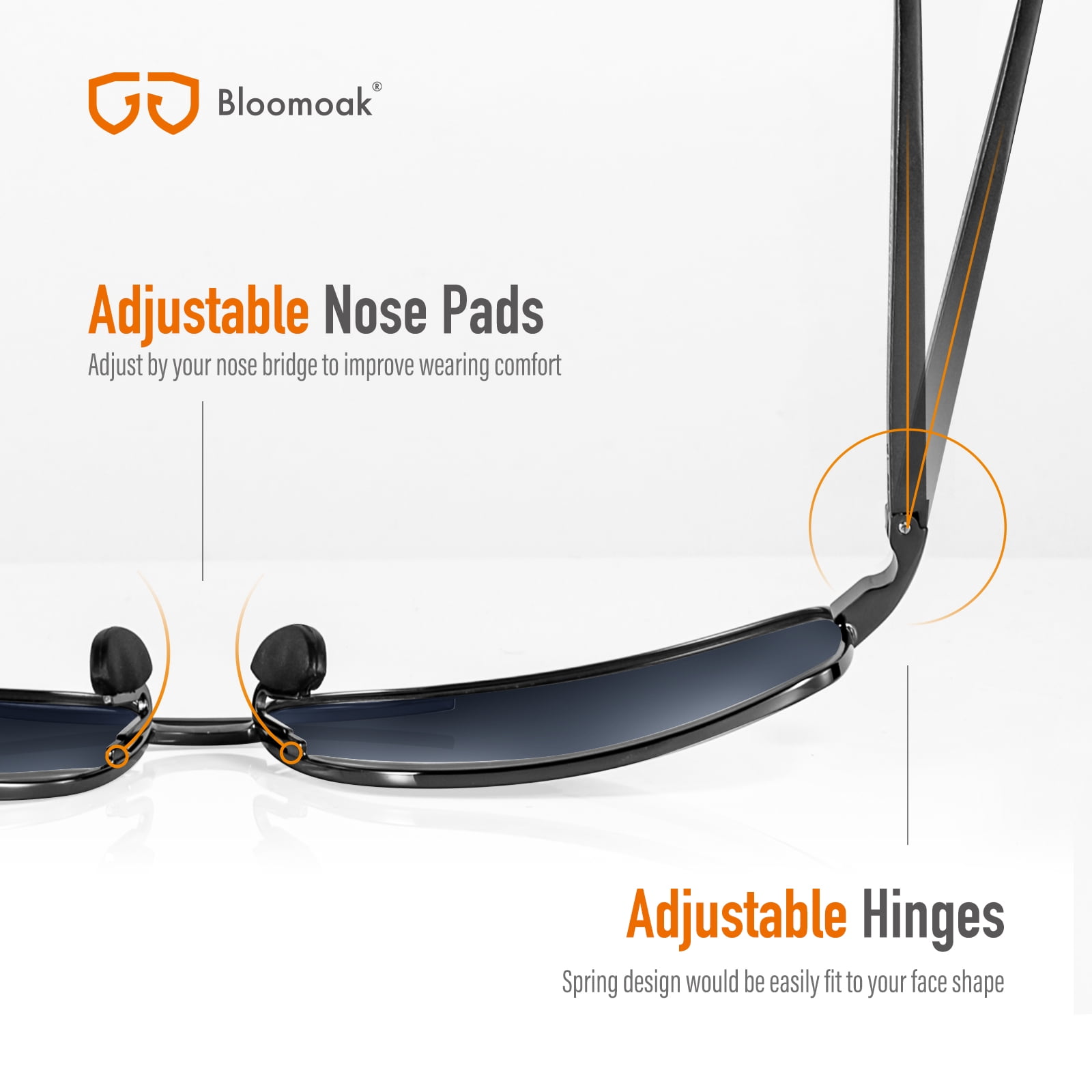 Bloomoak Polarized Sunglasses for Men Women, Classical Design | Semi-Frame | Metal Rivets | UV400 Protection