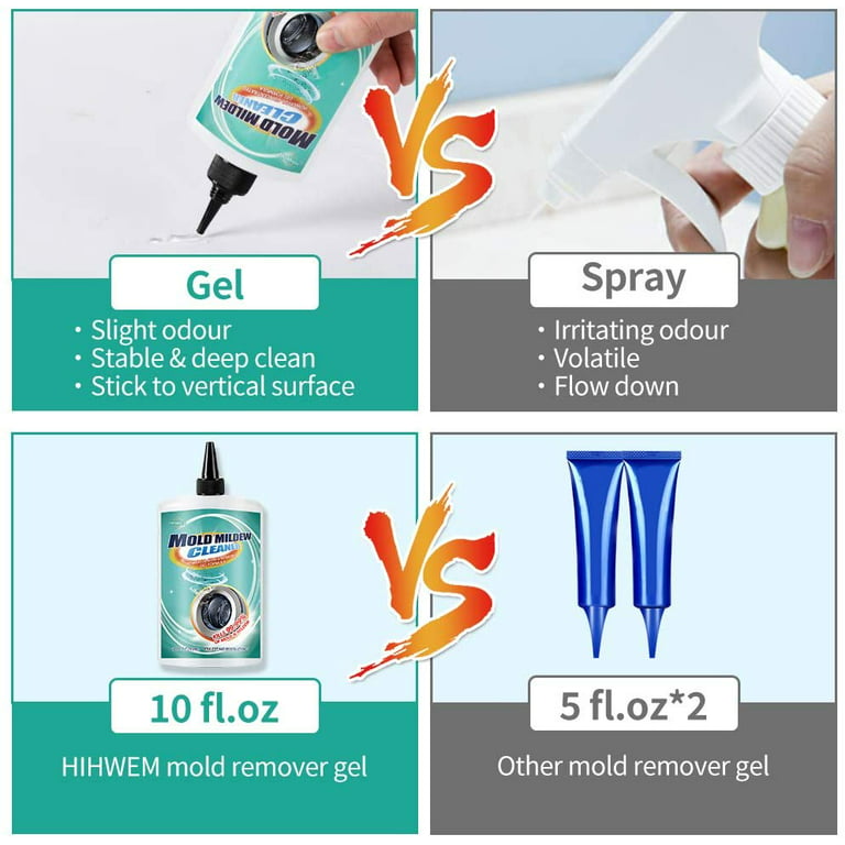 HIHWEM Mold Remover Gel Household Mold Mildew Cleaner for Washing Machine  Sealant Tiles Grout Bathroom Stain Remover Home Kitchen Sinks Cleaning 